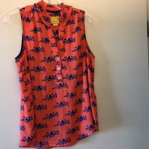 Anthropologie mauve top with blue octopus print